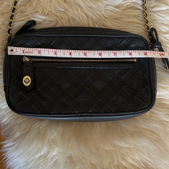 Authentic Black Leather Coach Crossbody Purse with Gold Chain Strap - Picture 12 of 16